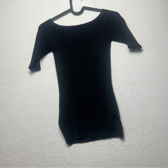 Helmut Lang Ribbed Short Sleeve Silk Blend Top - Picture 4 of 7